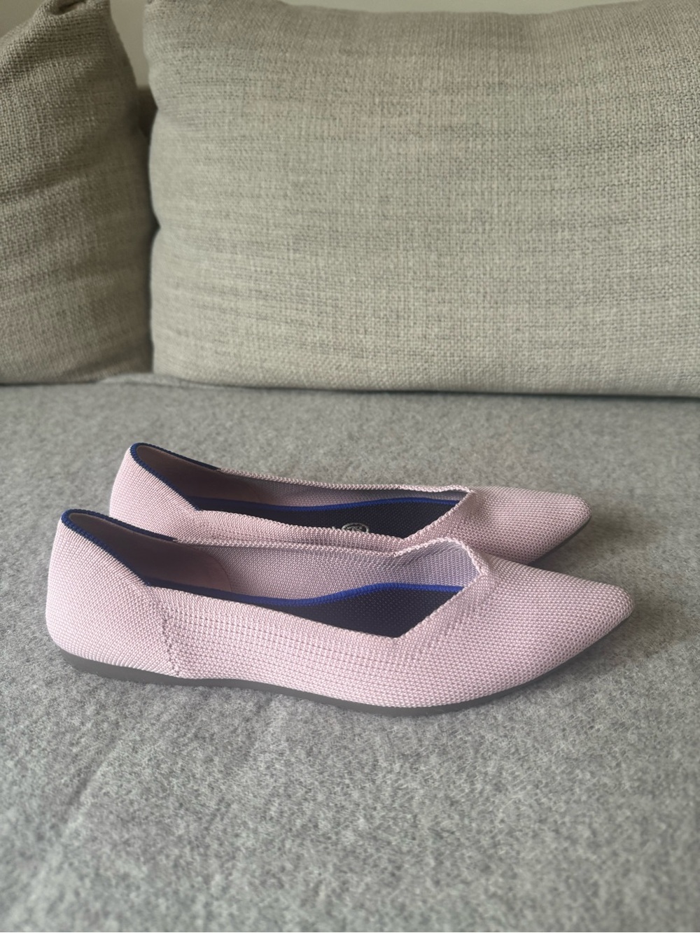 Rothy's Pointed Knit Flats in Light Pink